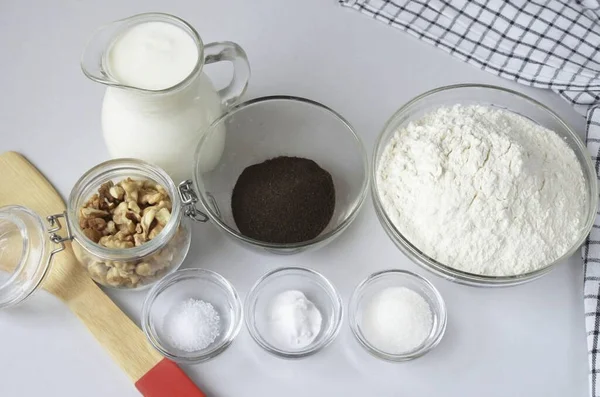 Prepare Todos Los Ingredientes Necesarios Para Hacer Pan Sin Levadura — Foto de Stock