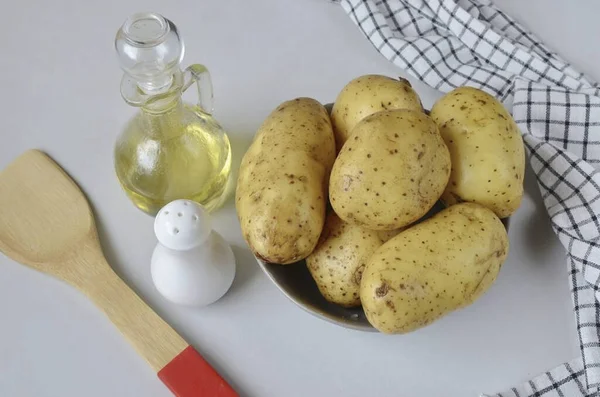 Připravte Všechny Ingredience Potřebné Výrobě Hranolek — Stock fotografie