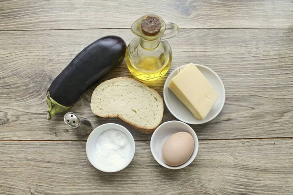 Prepare Todos Ingredientes Necessários Para Cozinhar Berinjela Massa Forno — Fotografia de Stock