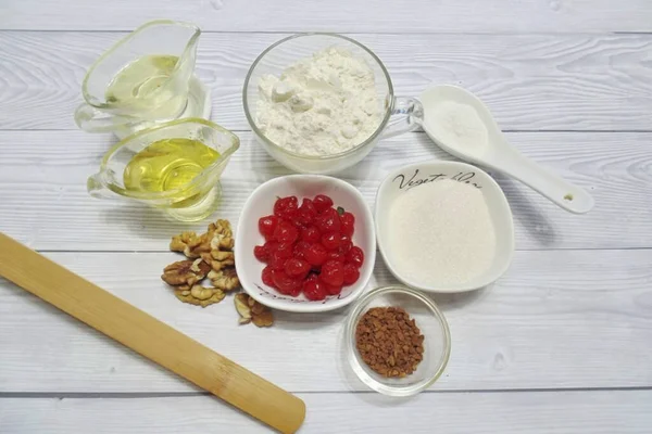 Prepare Todos Ingredientes Necessários Para Fazer Cherry Dumpling — Fotografia de Stock