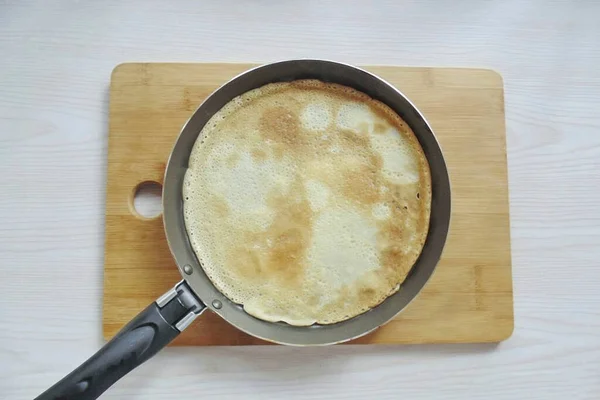 Pfannkuchen Auf Beiden Seiten Goldbraun Backen — Stockfoto