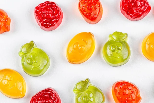 Meyve şeklinde jöleli şekerler. Yukarıdan görünüşü