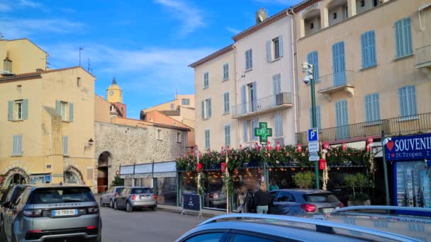 Saint Tropez Francia Diciembre 2021 Centro Del Casco Antiguo Saint — Vídeos de Stock