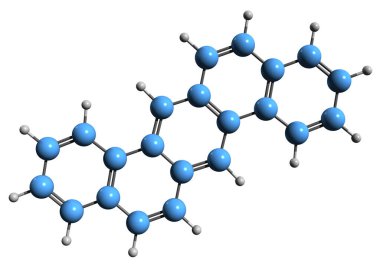  Dibenzanthracene iskelet formülünün 3 boyutlu görüntüsü - beyaz arka planda izole edilmiş organik bileşiğin moleküler kimyasal yapısı