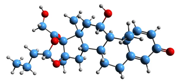 Изображение Скелетной Формулы Дексбудесонида Молекулярная Химическая Структура Синтетического Глюкокортикоида Выделенного — стоковое фото