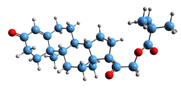 脱氧核糖皮质激素骨公式的三维图像 白底分离矿质类药物的分子结构 — 图库照片