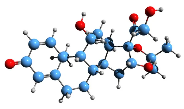 Imagem Fórmula Esquelética Desonide Estrutura Química Molecular Corticosteróide Isolado Fundo — Fotografia de Stock
