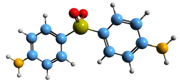 Imagem Fórmula Esquelética Dapsone Estrutura Química Molecular Diaminodifenil Sulfona Isolado — Fotografia de Stock