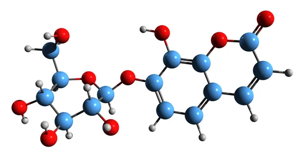 Imagem Fórmula Esquelética Daphnin Estrutura Química Molecular Toxina Vegetal Isolada — Fotografia de Stock