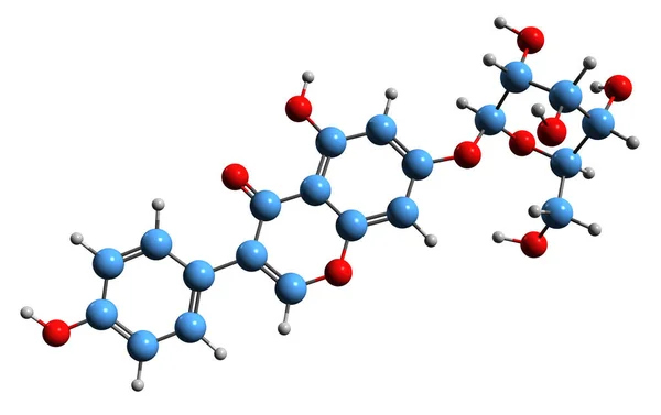 Obraz Formuły Szkieletowej Daidzina Molekularna Struktura Chemiczna Izoflawonu Izolowanego Białym — Zdjęcie stockowe