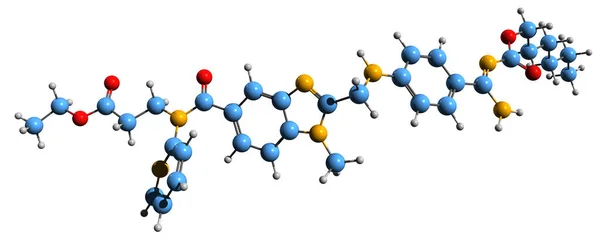 Imagem Fórmula Esquelética Dabigatrano Estrutura Química Molecular Anticoagulante Isolado Fundo — Fotografia de Stock