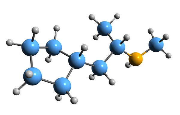 Imagem Fórmula Esquelética Ciclopentamina Estrutura Química Molecular Alquilamina Simpaticomimética Isolada — Fotografia de Stock