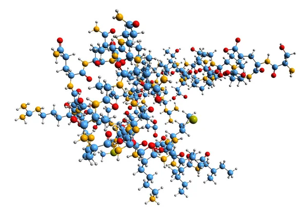 Corticoliberin骨格式の3D画像 白い背景に単離されたCorticoprotin放出ホルモンの分子化学構造 — ストック写真