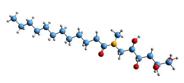 Beeld Van Cocoylmethylglucamide Skeletformule Moleculaire Chemische Structuur Van Oppervlakteactieve Stof — Stockfoto