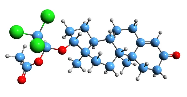 Εικόνα Του Σκελετικού Τύπου Οξικής Κλοξοεστερόνης Μοριακή Χημική Δομή Του — Φωτογραφία Αρχείου