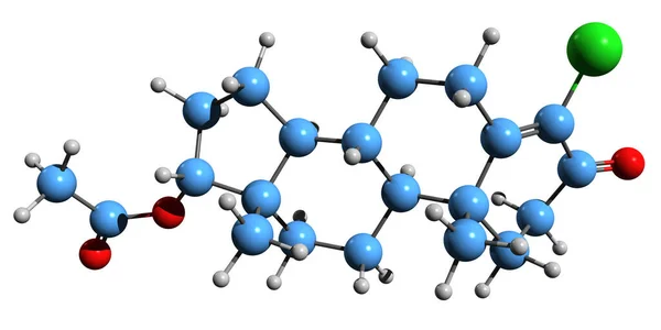 Obraz Formuły Szkieletowej Octanu Clostebol Molekularna Struktura Chemiczna Clta Izolowana — Zdjęcie stockowe