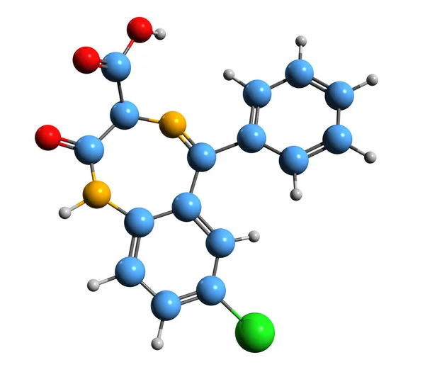 Aufnahme Der Clorazepat Skelettformel Molekulare Chemische Struktur Von Benzodiazepin Medikamenten — Stockfoto