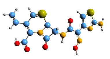  3D image of Cefdinir skeletal formula - molecular chemical structure of  antibiotic isolated on white background clipart