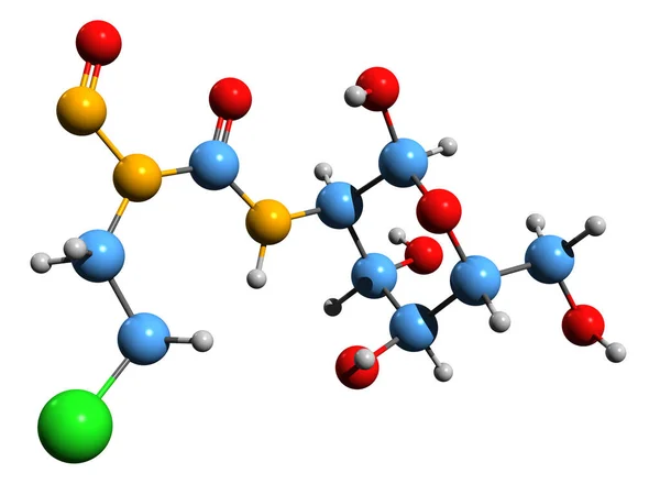 Aufnahme Der Chlorozotocin Skelettformel Molekulare Chemische Struktur Von Nitrosourea Isoliert — Stockfoto