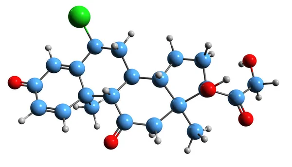 Obraz Kosterního Vzorce Chlororednisonu Molekulárně Chemická Struktura Lokálního Glukokortikoidu Izolovaného — Stock fotografie