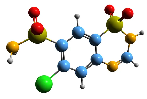 Imagem Fórmula Esquelética Clorotiazida Estrutura Química Molecular Diurético Isolado Fundo — Fotografia de Stock
