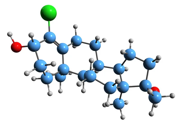 Aufnahme Der Chlormethylandrostendiol Skelettformel Molekulare Chemische Struktur Von Cma Isoliert — Stockfoto