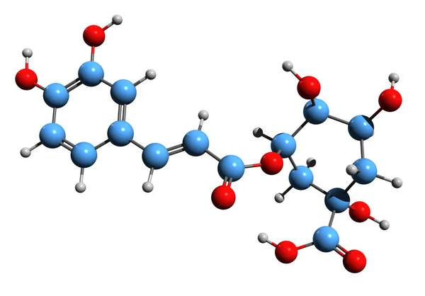Obraz Formuły Szkieletowej Kwasu Chlorogenowego Molekularna Struktura Chemiczna Cga Izolowana — Zdjęcie stockowe