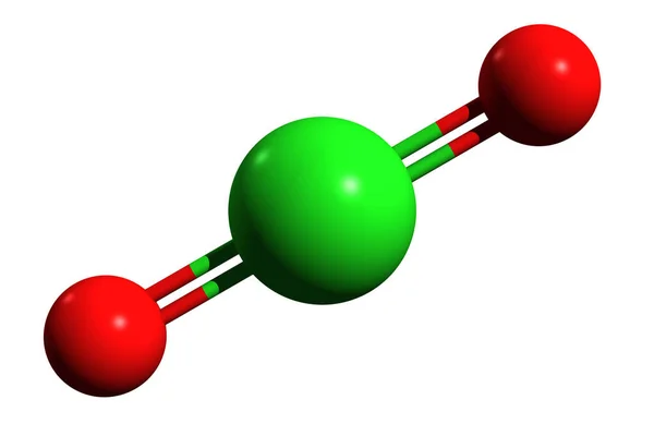塩素二酸化炭素骨格式の3D画像 白地に単離された926の分子化学構造 — ストック写真