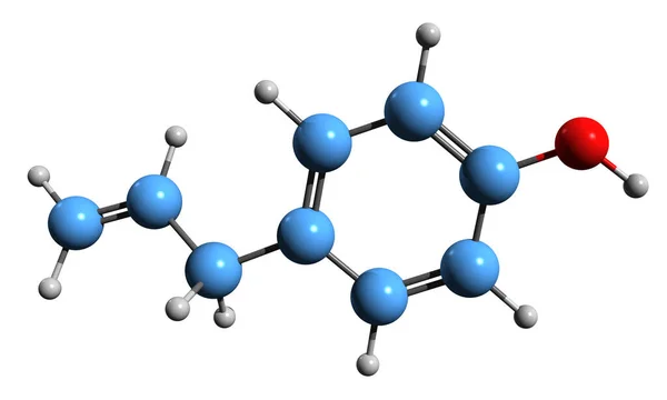 Изображение Скелетной Формулы Chavicol Молекулярная Химическая Структура Аллилфенола Выделенная Белом — стоковое фото