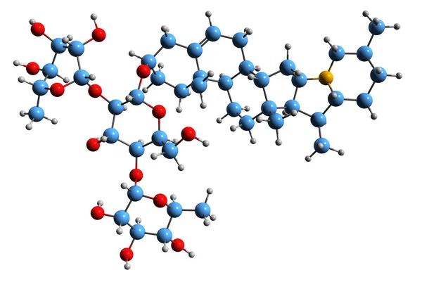 Изображение Формулы Скелета Шаконина Молекулярная Химическая Структура Стероидного Гликоалкалоида Выделенная — стоковое фото