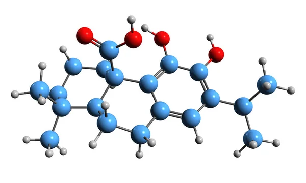 Carnosic酸骨架公式的三维图像 白底分离苯二酚苯醚的分子化学结构 — 图库照片