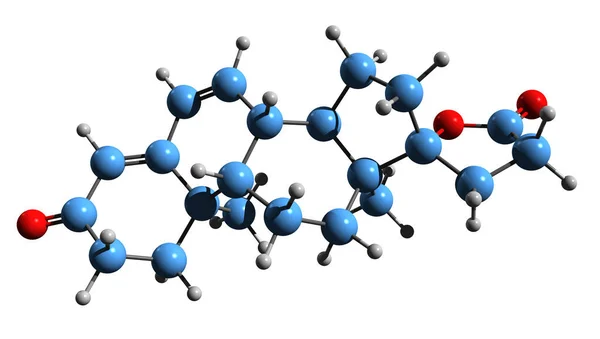 甘露酮骨骼公式的三维图像 白背景下分离的抗矿物化体分子结构 — 图库照片
