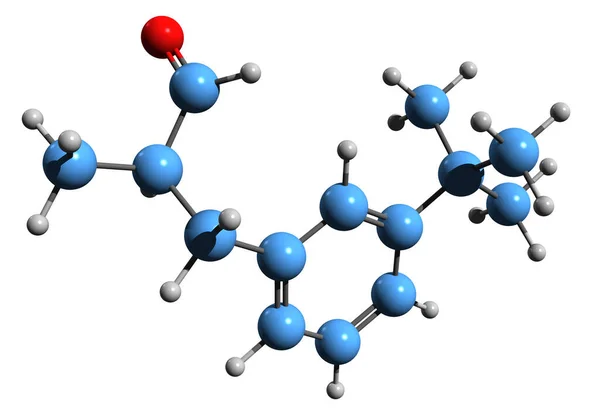 Aufnahme Der Butylphenylmethylpropional Skelettformel Molekularchemische Struktur Des Bmhca Isoliert Auf — Stockfoto