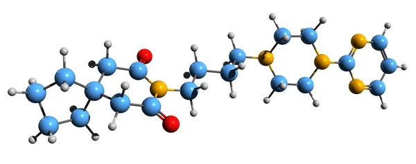 Imagem Fórmula Esquelética Buspirona Estrutura Química Molecular Dos Transtornos Ansiedade — Fotografia de Stock