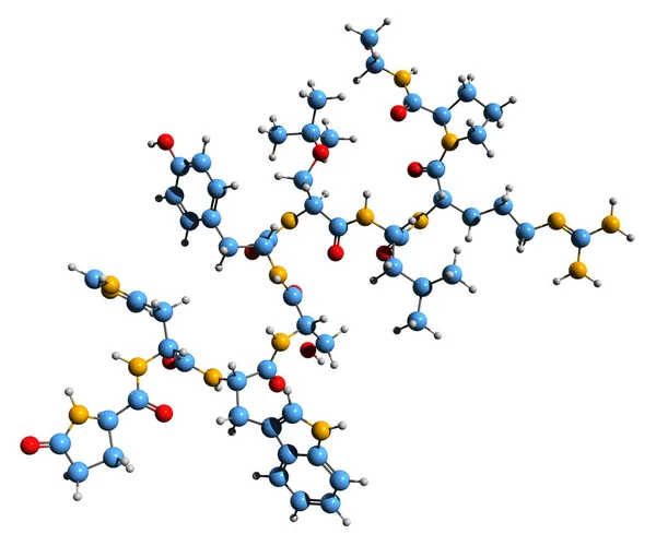 Buserelin Iskelet Formülünün Boyutlu Görüntüsü Etilamide Moleküler Kimyasal Yapısı Beyaz — Stok fotoğraf