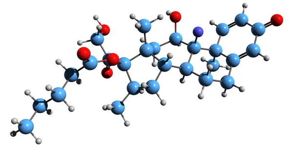 Betamethasoneの3D画像は骨格式を評価する 白い背景に単離された合成コルチコステロイドの分子化学構造 — ストック写真