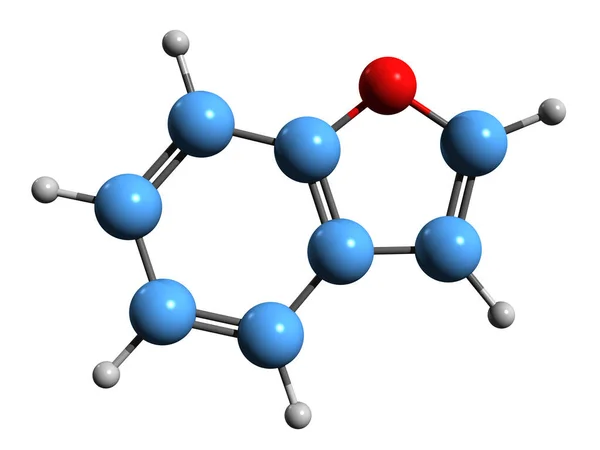 Imagen Fórmula Esquelética Benzofuran Estructura Química Molecular Del Compuesto Heterocíclico — Foto de Stock