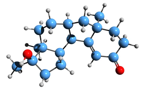 Imagem Fórmula Esquelética Benorterone Estrutura Química Molecular Antiandrógeno Esteroidal Isolado — Fotografia de Stock