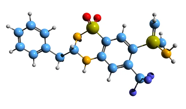 Beeld Van Bendroflumethiazide Skeletformule Moleculaire Chemische Structuur Van Bendrofluazide Geïsoleerd — Stockfoto
