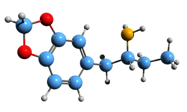 Bdb骨格式の3D画像 白背景に単離されたアンフェタミンの分子化学構造 — ストック写真