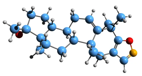 Azastene骨架公式的三维图像 白色背景下分离的类固醇生成抑制剂的分子结构 — 图库照片
