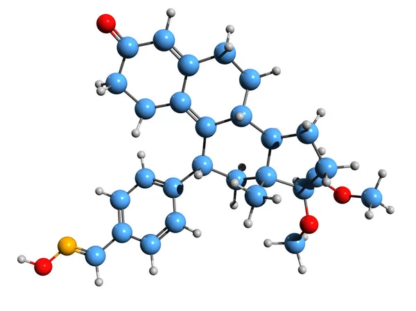 Bild Asoprisnil Skelett Formel Molekylär Kemisk Struktur Sprm Isolerad Vit — Stockfoto