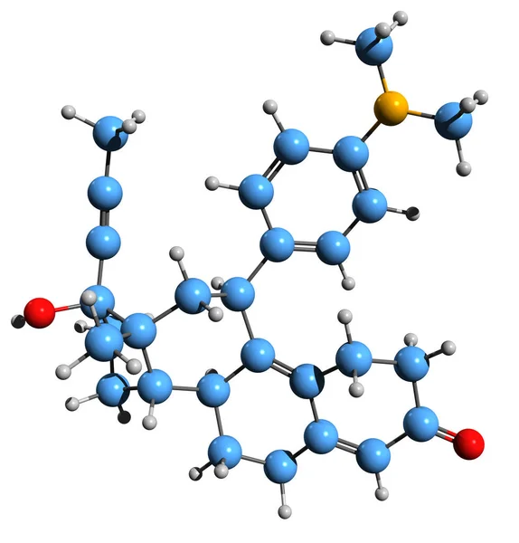 Image Antiprogestogen Skeletal Formula Molecular Chemical Structure Progesterone Antagonist Isolated — Stock Photo, Image
