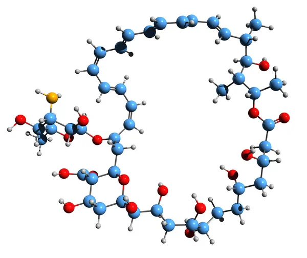 Imagen Fórmula Esquelética Anfotericina Estructura Química Molecular Medicación Antifúngica Aislada — Foto de Stock