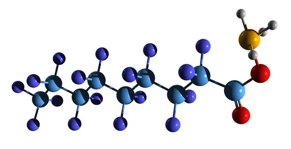 アンモニウムペルフルオロナノ酸骨格式の3D画像 アニオン界面活性剤Apfnの分子化学構造を白い背景に単離 — ストック写真