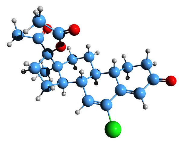 Aufnahme Der Amadinonacetat Skelettformel Molekulare Chemische Struktur Steroidalen Gestagens Isoliert — Stockfoto