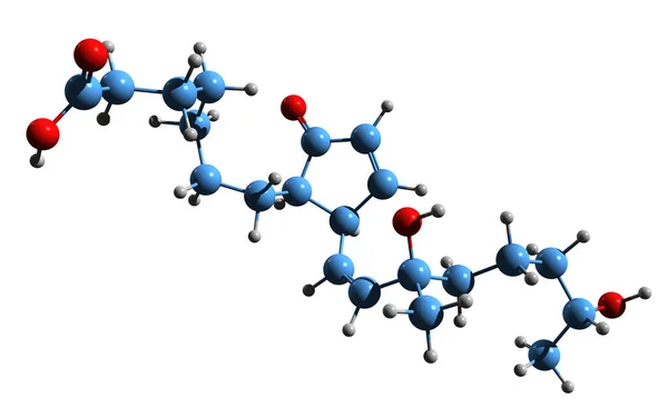 Prostaglandin A1骨格式の3D画像 白地に単離されたPga1の分子化学構造 — ストック写真