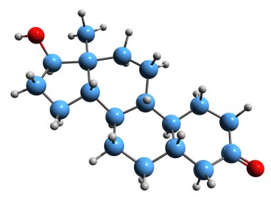  3D image of Dihydronandrolone skeletal formula - molecular chemical structure of anabolicandrogenic steroid isolated on white background