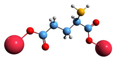 3D image of Disodium Cocoyl Glutamate skeletal formula - molecular chemical structure of  anionic surfactant isolated on white background