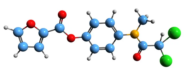 Зображення Дилоканідного Скелету Молекулярна Хімічна Структура Препаратів Amoebiasis Ізольованих Білому — стокове фото